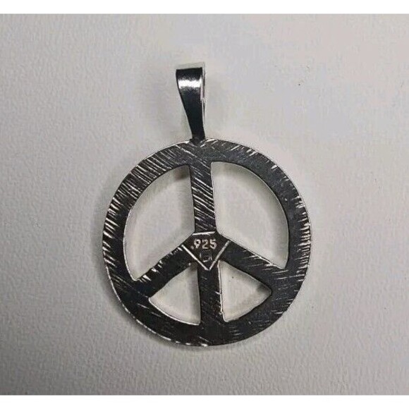 Silver 925 Peace Symbol Peace Sign Pendant Charm - Picture 4 of 6